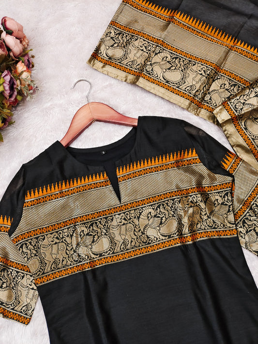 Kanchi Cotton Elegant Straight Kurti with Dupatta