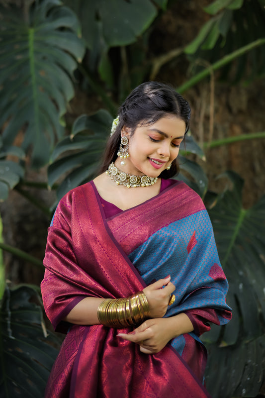 Woven Banarasi Silk Blend Saree