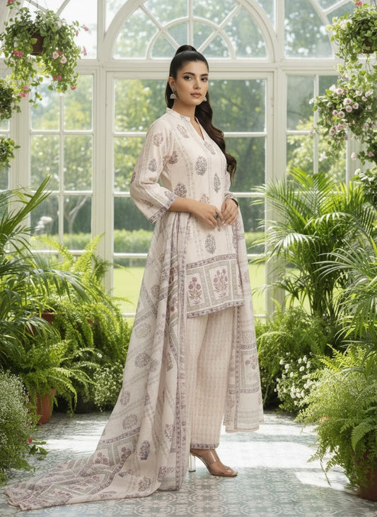 Women Ethnic Motifs Printed Cotton Kurta with Trousers & Dupatta