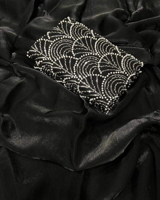 Embellished, Embroidered Bollywood Soft Silk Saree