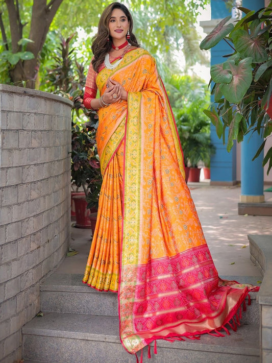 Floral Zari Designer Patola Saree