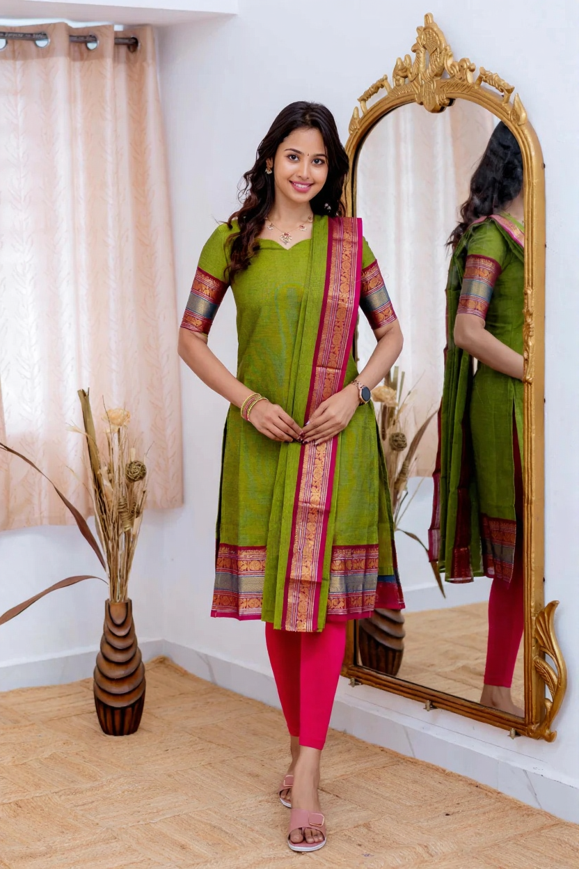 Kanchi Cotton Straight Kurti with Dupatta