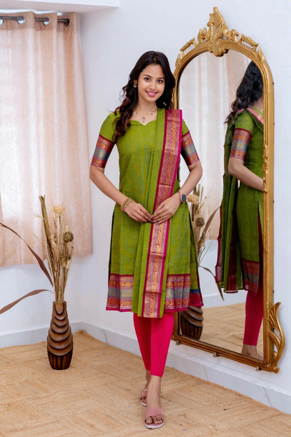 Kanchi Cotton Straight Kurti with Dupatta