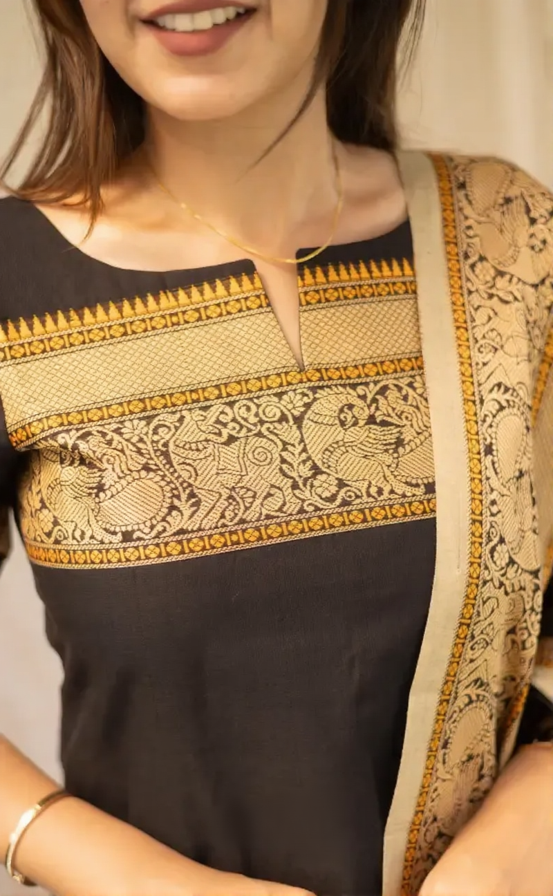 Kanchi Cotton Elegant Straight Kurti with Dupatta