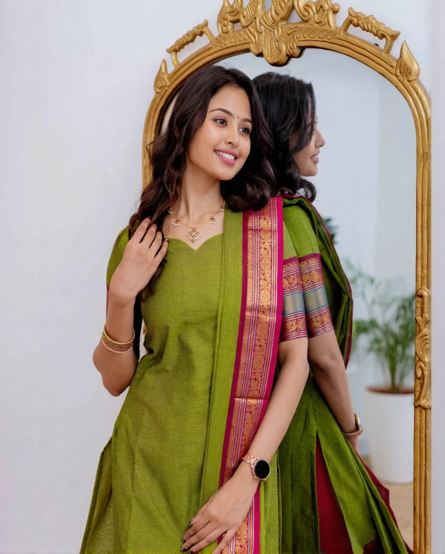 Kanchi Cotton Straight Kurti with Dupatta