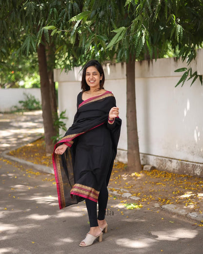 Kanchi Cotton Straight Kurti with Dupatta