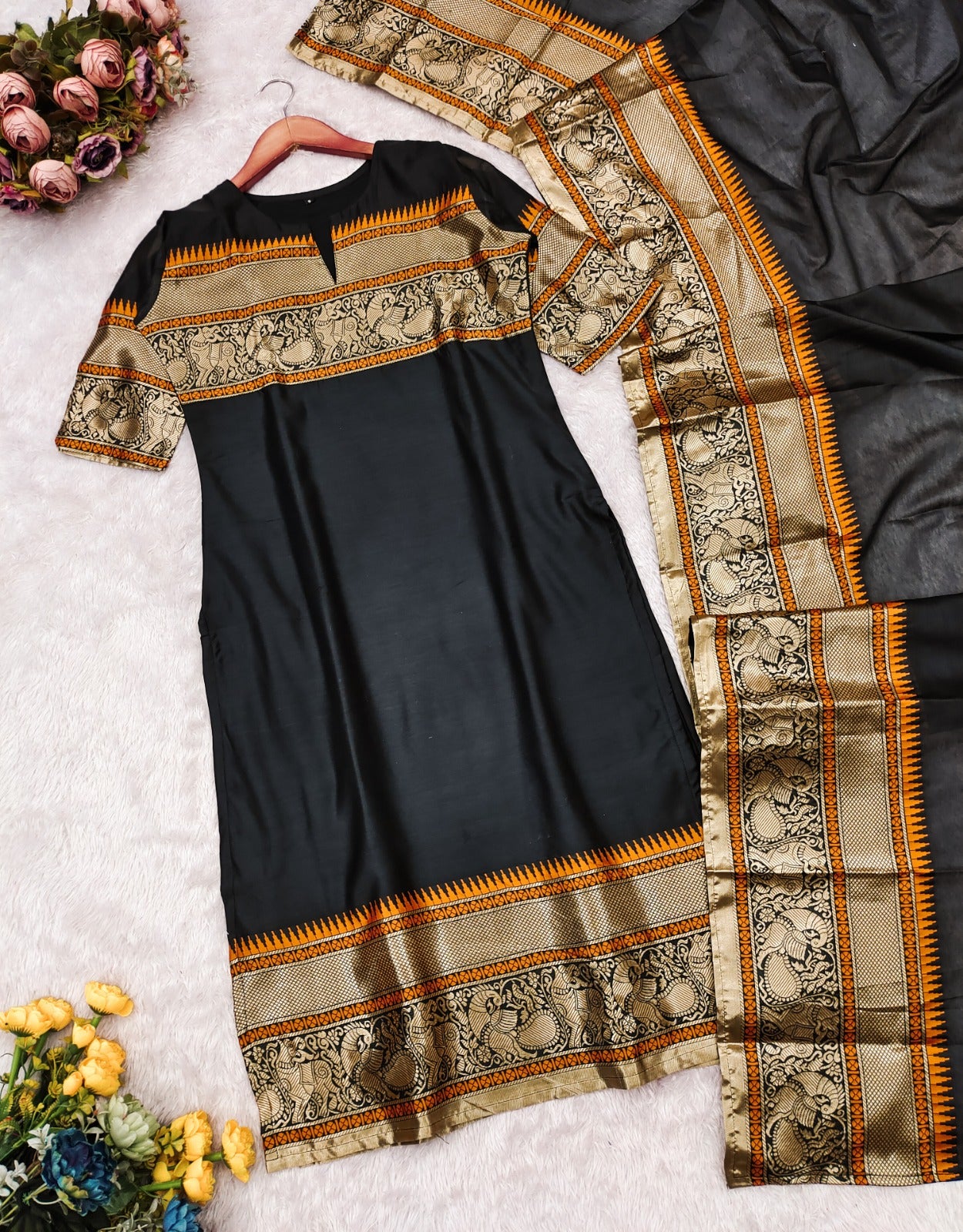 Kanchi Cotton Elegant Straight Kurti with Dupatta