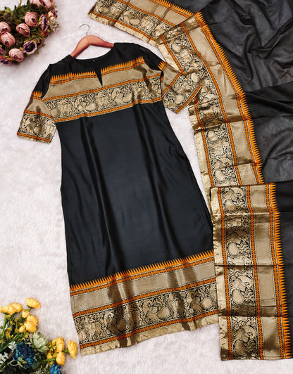 Kanchi Cotton Elegant Straight Kurti with Dupatta