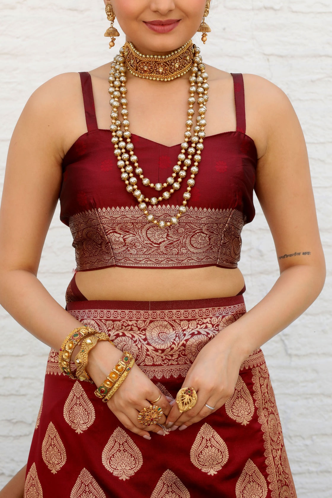 Solid Banarasi Silk Blend Saree with Zari Butta Pattern