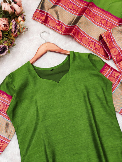 Kanchi Cotton Straight Kurti with Dupatta