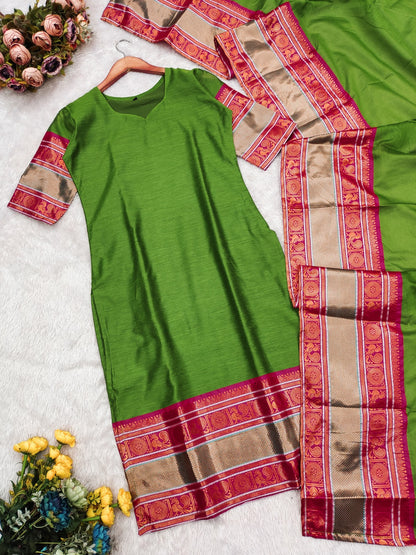 Kanchi Cotton Straight Kurti with Dupatta