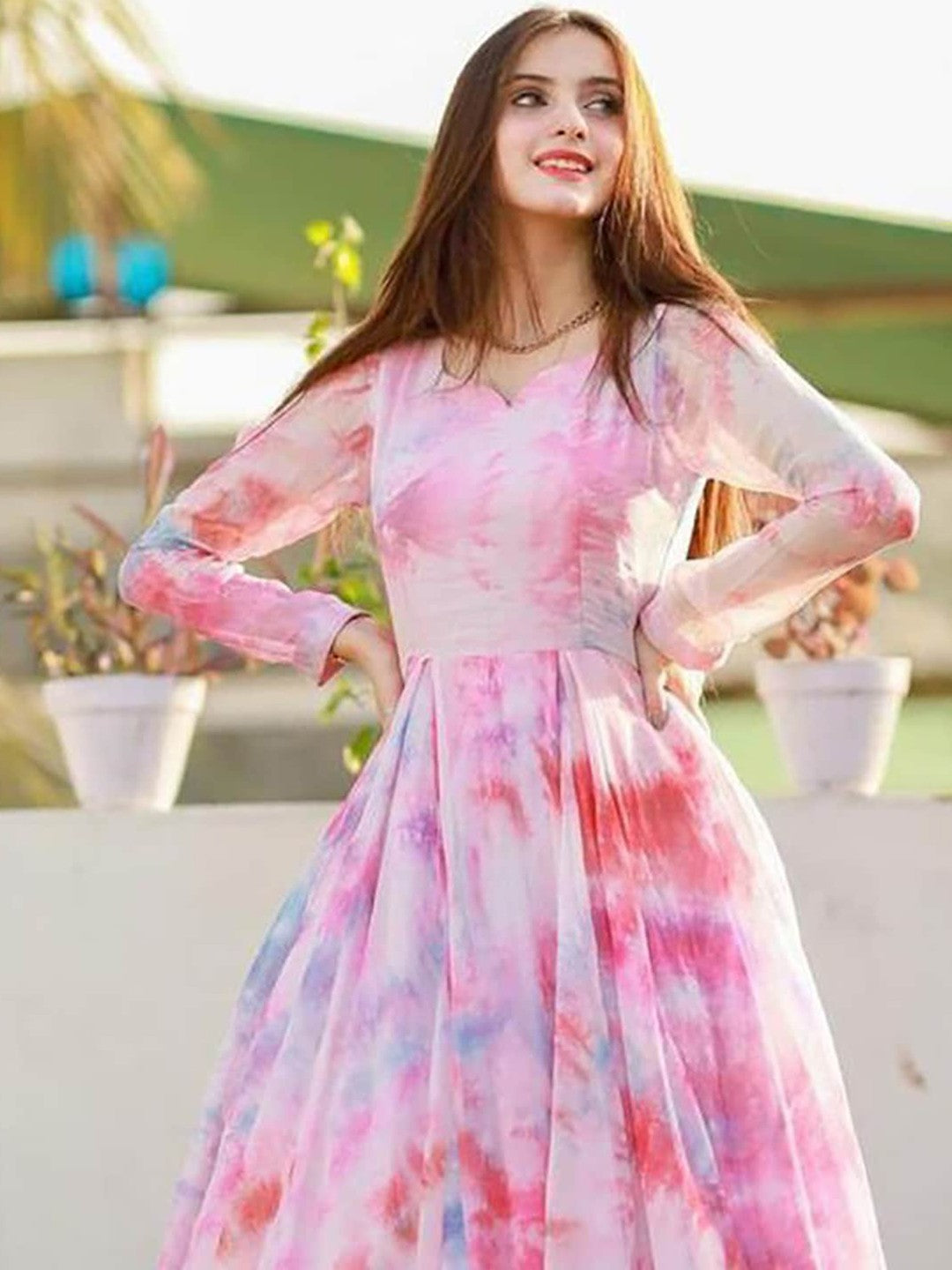 Printed Georgette Stitched Anarkali Gown