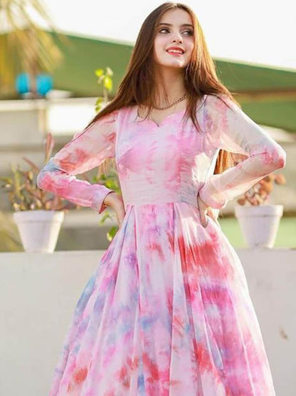 Printed Georgette Stitched Anarkali Gown