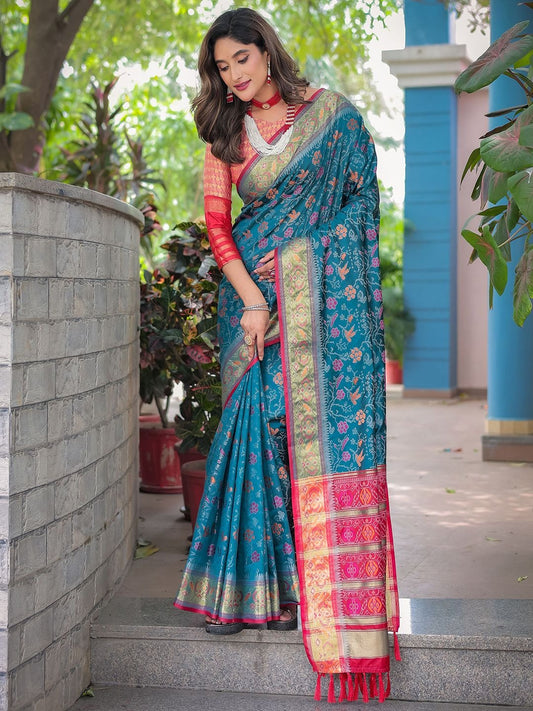 Floral Zari Designer Patola Saree