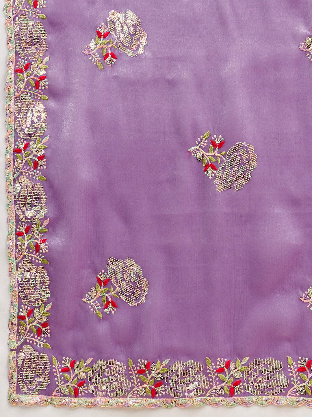 Embroidered, Embellished Bollywood Floral Print Bollywood Organza Saree