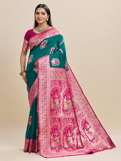 Woven Banarasi Silk Blend Saree