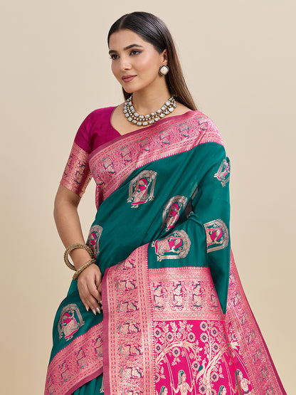 Woven Banarasi Silk Blend Saree