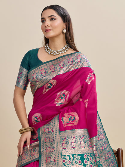 Woven Banarasi Silk Blend Saree