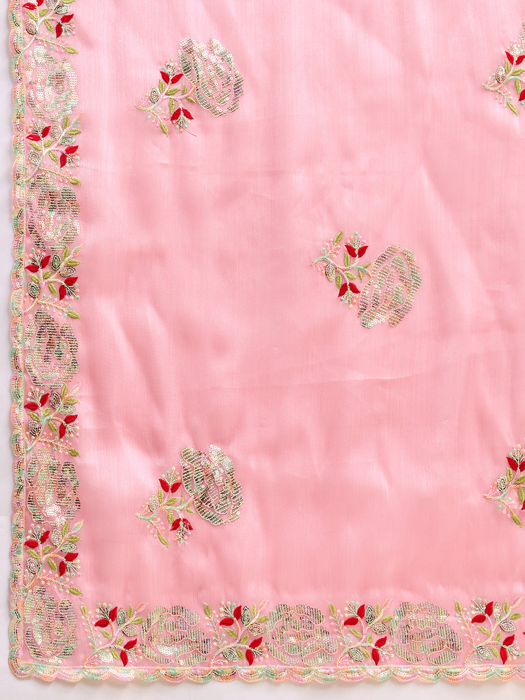 Embroidered, Embellished Bollywood Floral Print Bollywood Organza Saree