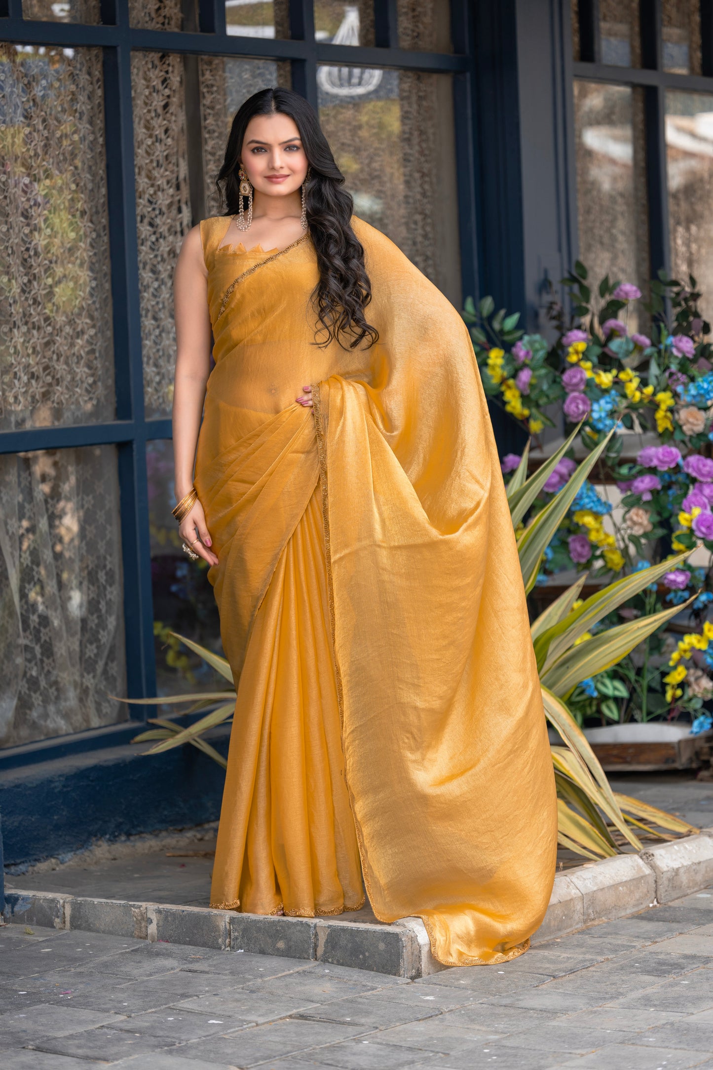 Embellished Bollywood Wear Fandy Chiffon Saree