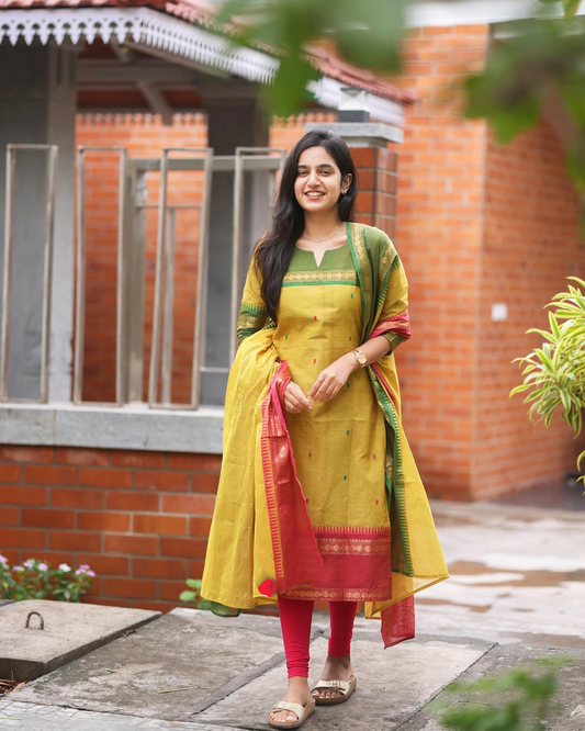 Kanchi Cotton Straight Kurti with Dupatta