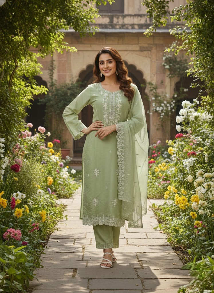 Ethnic Motifs Embroidered Straight Kurta Set