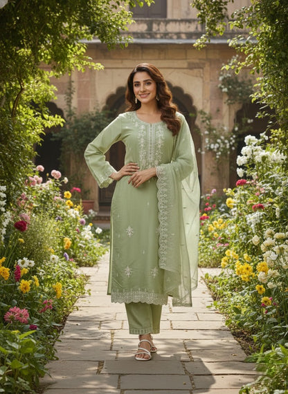 Ethnic Motifs Embroidered Straight Kurta Set