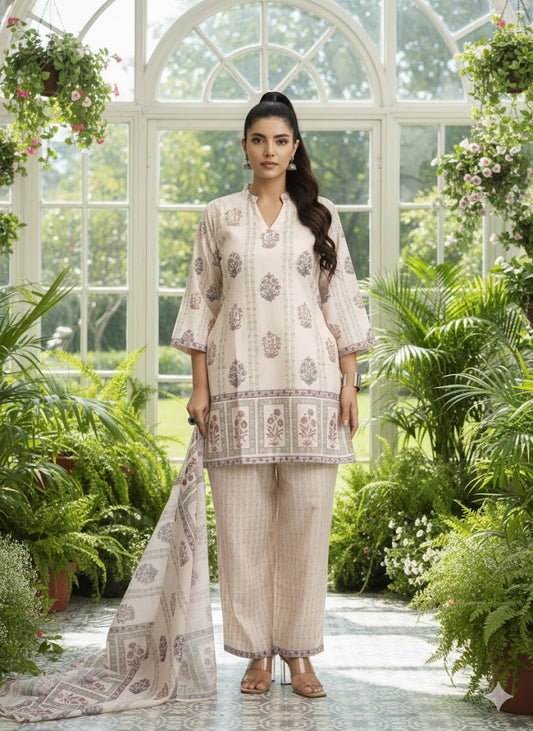Women Ethnic Motifs Printed Cotton Kurta with Trousers & Dupatta