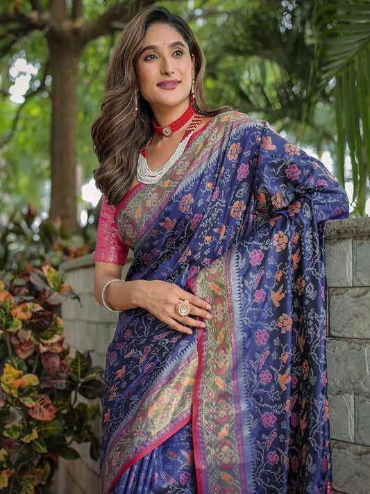Floral Zari Designer Patola Saree