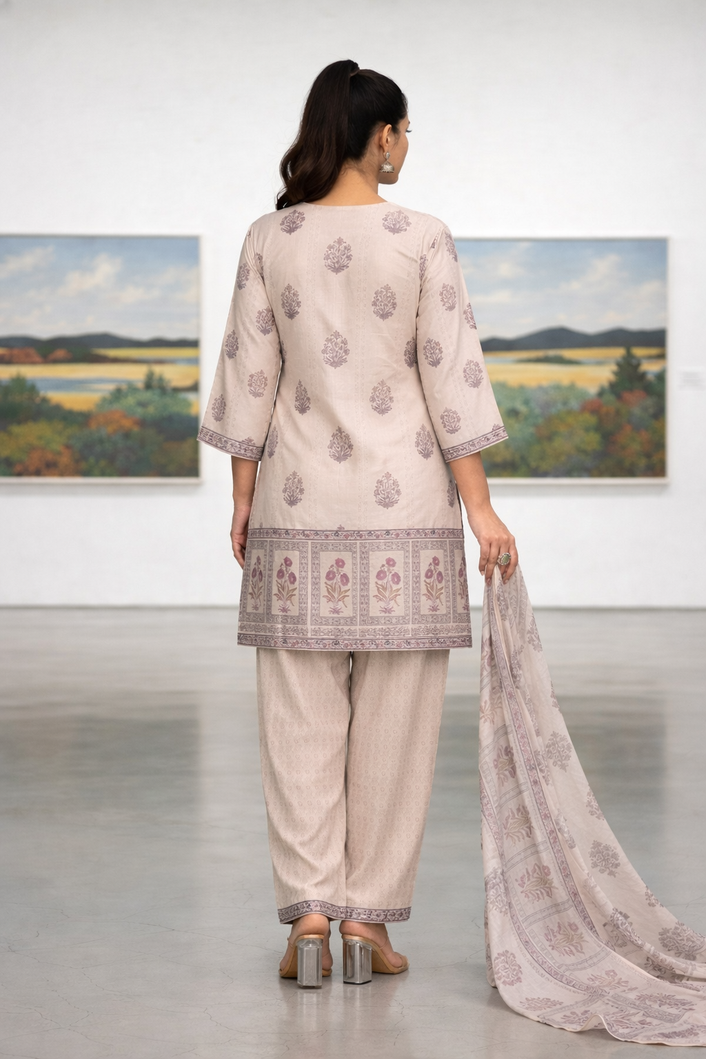 Women Ethnic Motifs Printed Cotton Kurta with Trousers & Dupatta