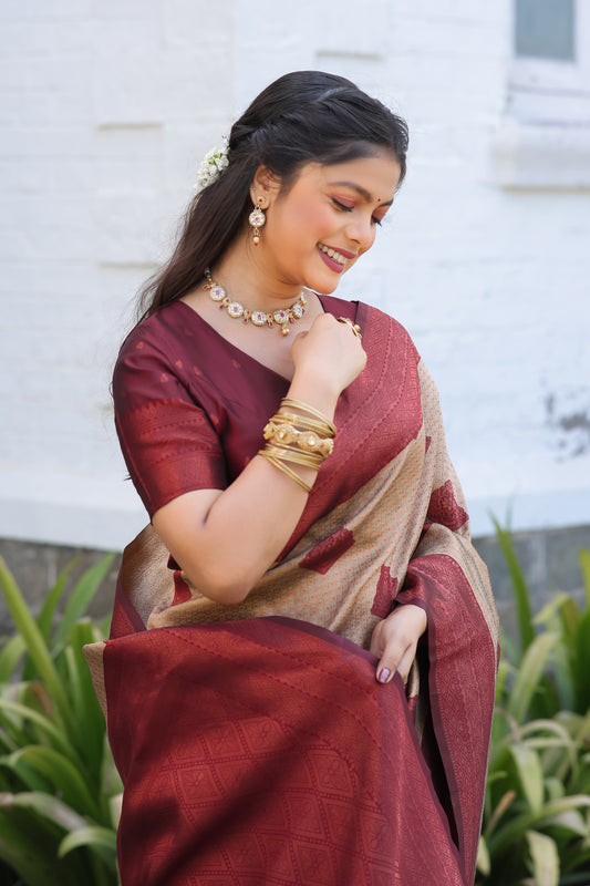 Woven Banarasi Silk Blend Saree