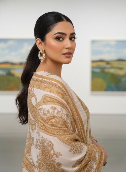 Floral Printed Notch Neck Muslin Kurta with Pant & Dupatta