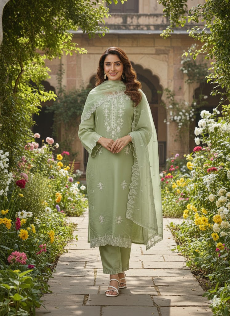 Ethnic Motifs Embroidered Straight Kurta Set