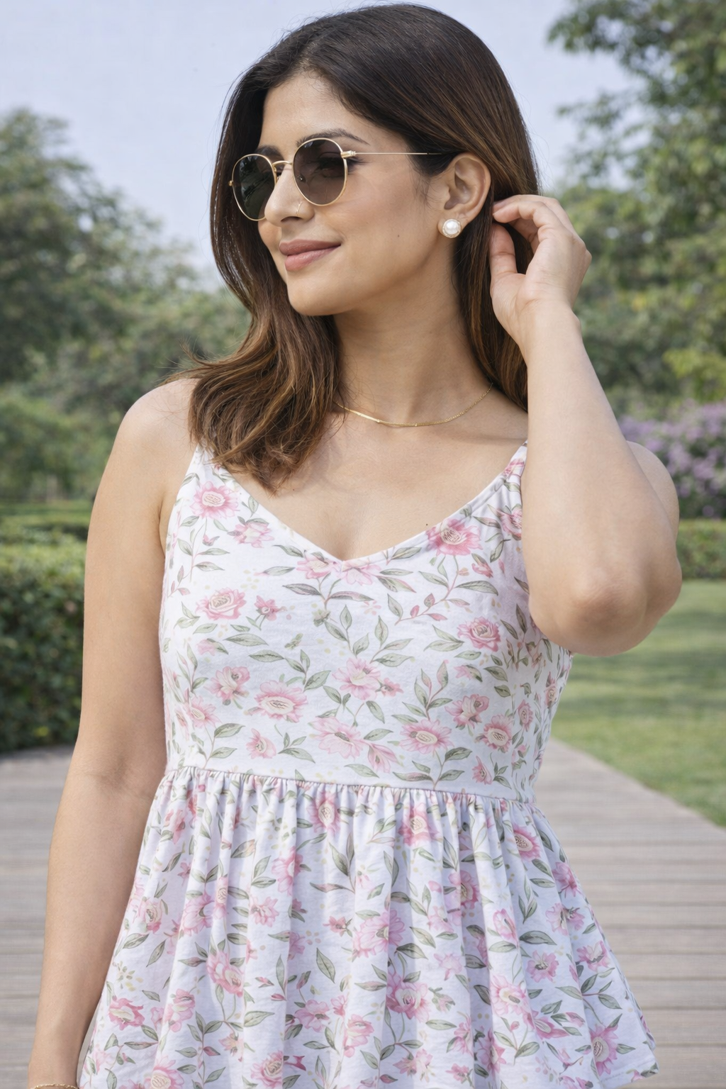Boho-Chic Floral Cotton Peplum Top