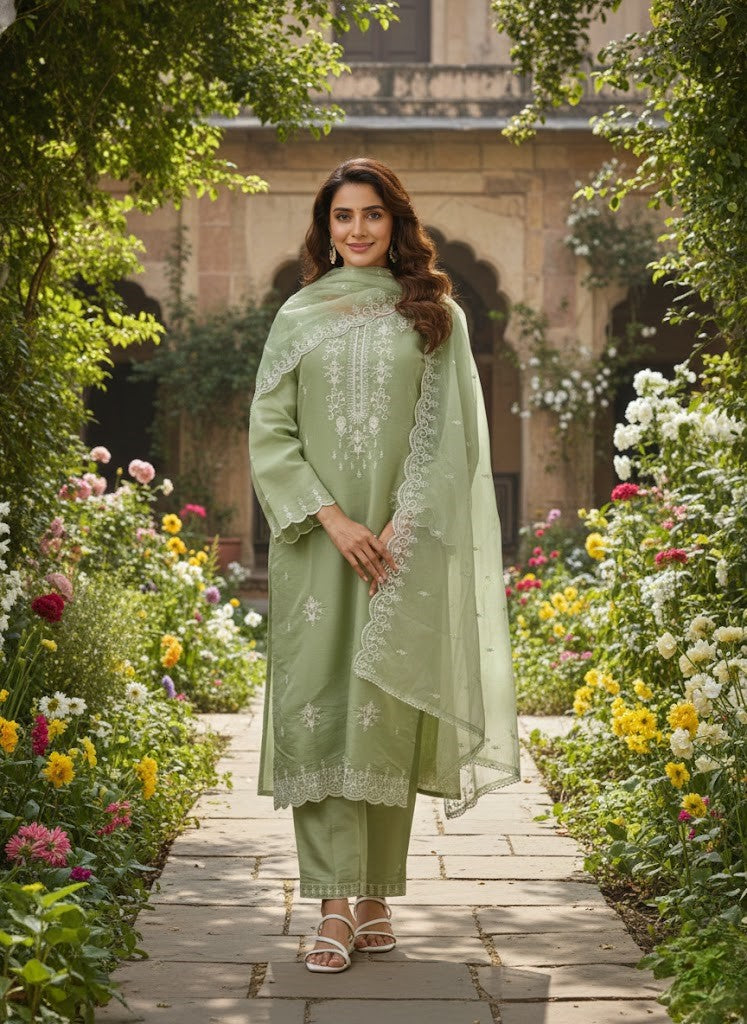 Ethnic Motifs Embroidered Straight Kurta Set