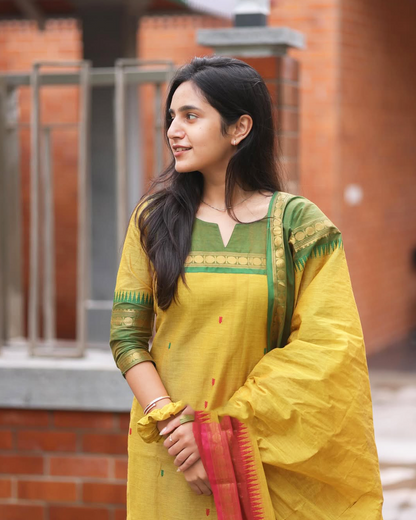 Kanchi Cotton Straight Kurti with Dupatta
