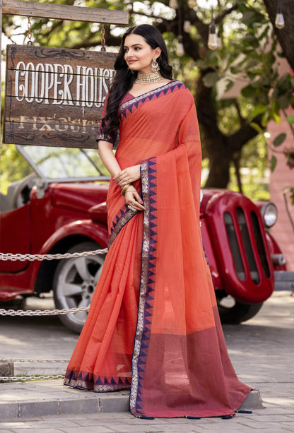 Pure Cotton Daily Wear / Uniform Saree