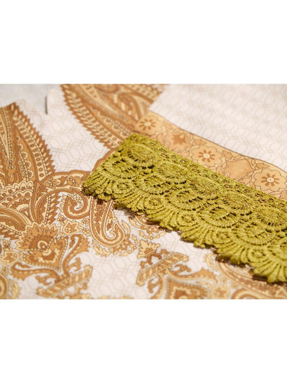 Floral Printed Notch Neck Muslin Kurta with Pant & Dupatta