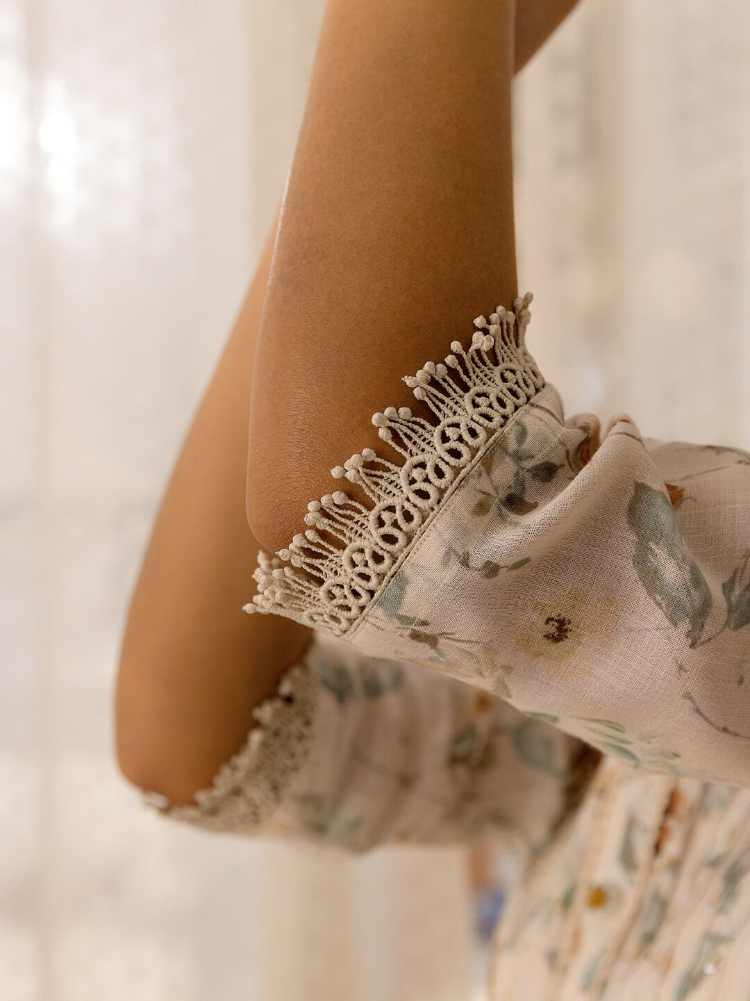 Off White Floral Printed Round Neck A-Line Kurta Trouser & Dupatta Set