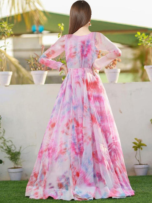 Printed Georgette Stitched Anarkali Gown