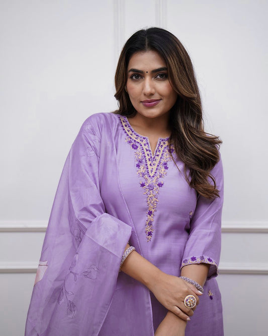 Soft Rayon Embroidered Kurta Set
