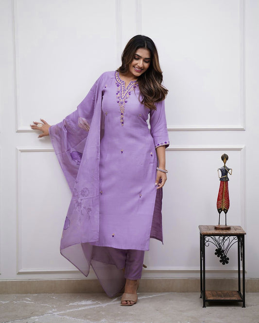Soft Rayon Embroidered Kurta Set