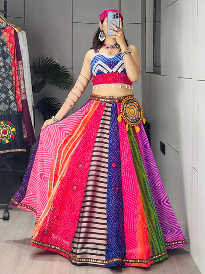 Bandhani-inspired Prints Navratri Multicolor Chaniya Choli