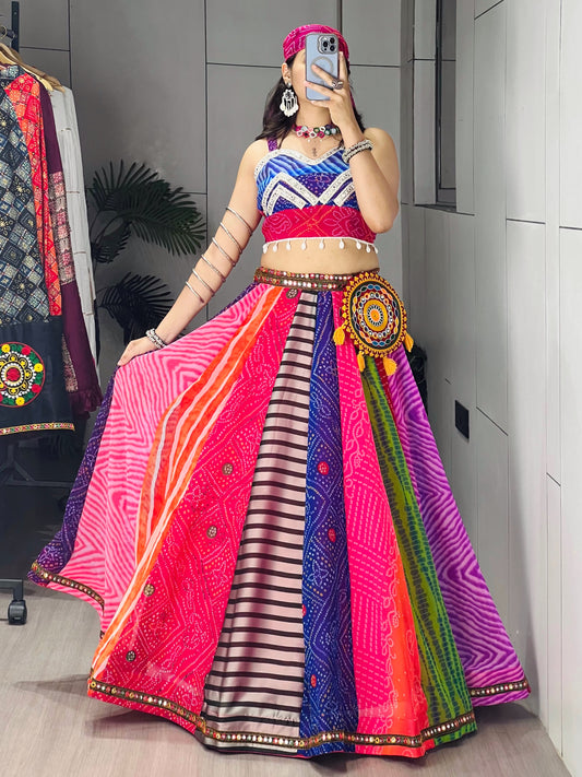 Bandhani-inspired Prints Navratri Multicolor Chaniya Choli