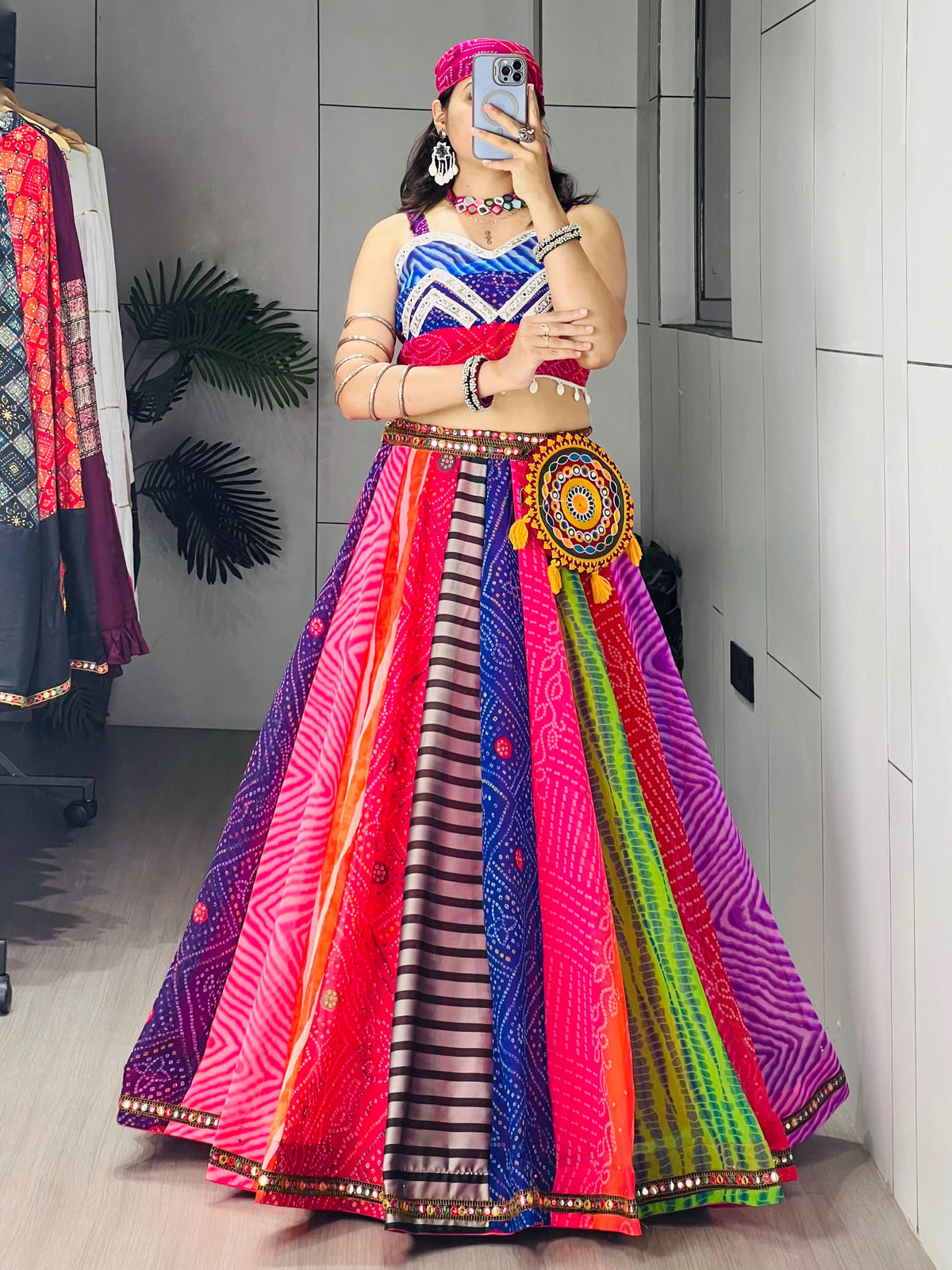 Bandhani-inspired Prints Navratri Multicolor Chaniya Choli
