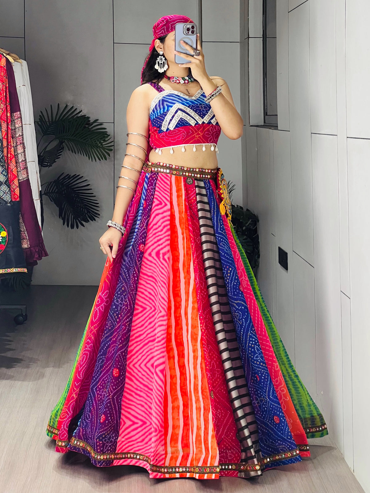 Bandhani-inspired Prints Navratri Multicolor Chaniya Choli