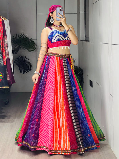 Bandhani-inspired Prints Navratri Multicolor Chaniya Choli