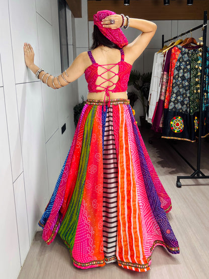 Bandhani-inspired Prints Navratri Multicolor Chaniya Choli