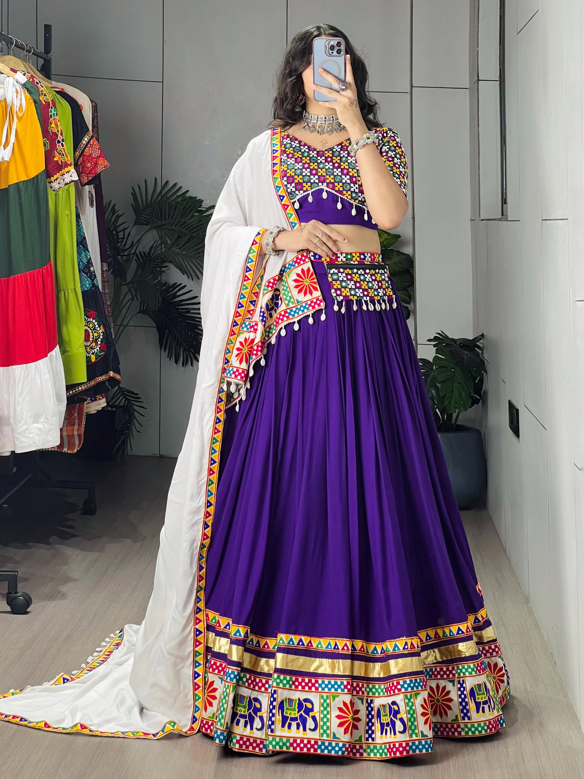 Traditional Gamthi Mirror Work Lehenga Choli 2026