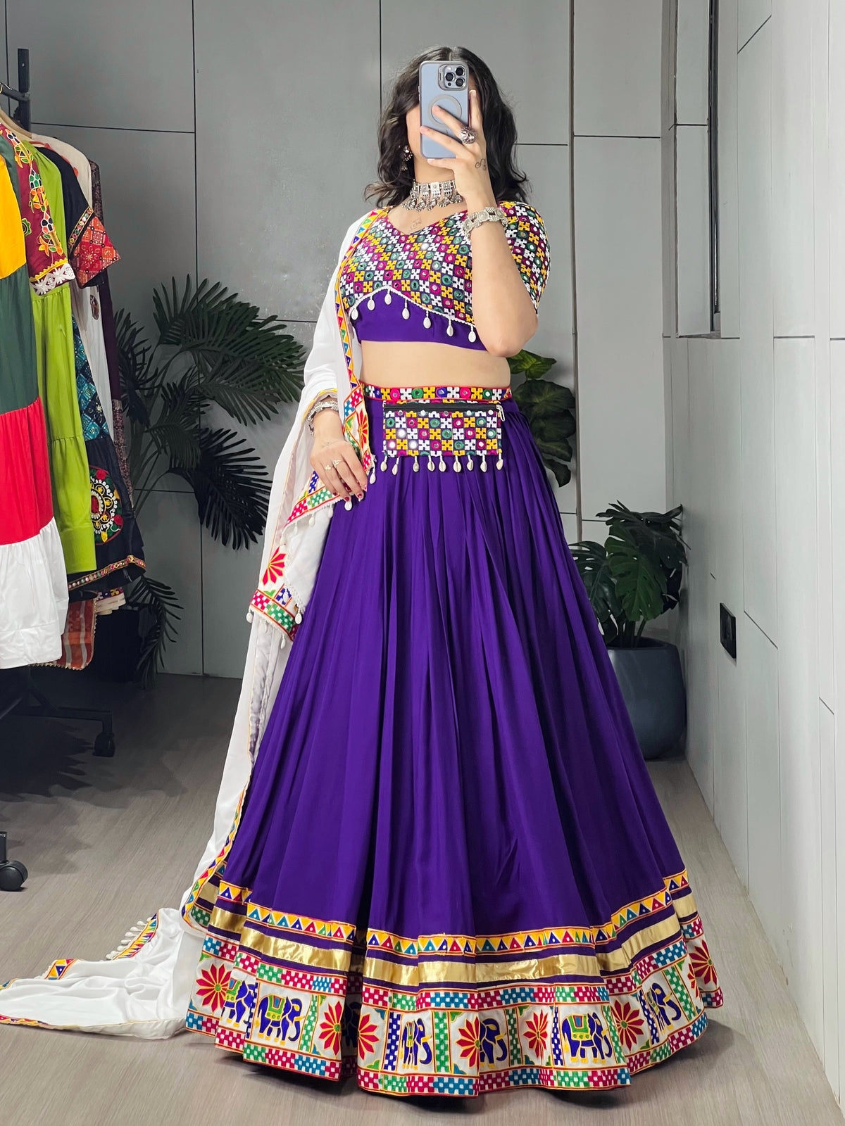 Traditional Gamthi Mirror Work Lehenga Choli 2026